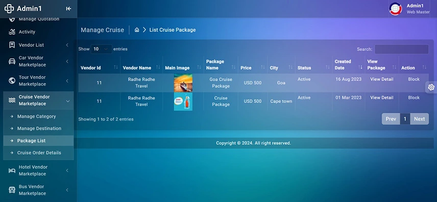Manage Cruise Multi Vendor Marketplace