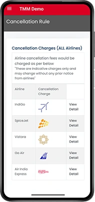 Travel Android App Cancellation Policy Page