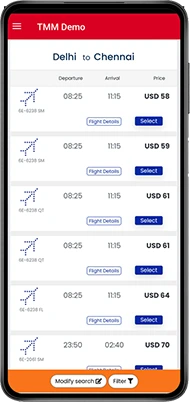 Travel Android App Flight Search Result